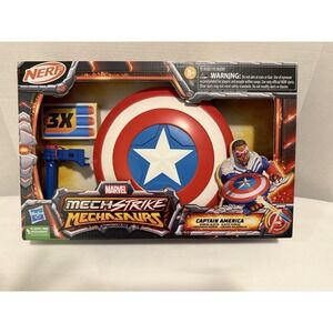 Marvel Avengers Mech Strike Mechasaurs Captain America Redwing Blaster NERF